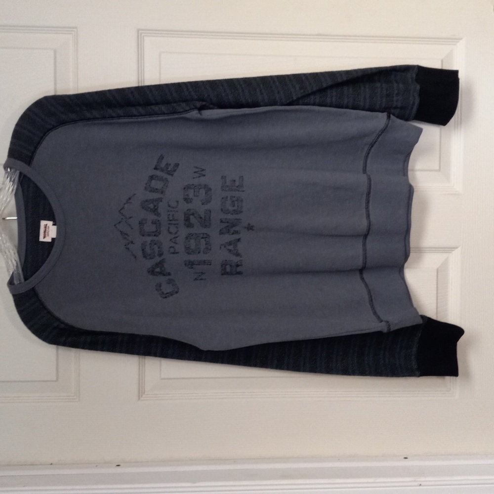 Mossimo Gray, Black and Blue, Long Sleeve  Crew Neck Shirt